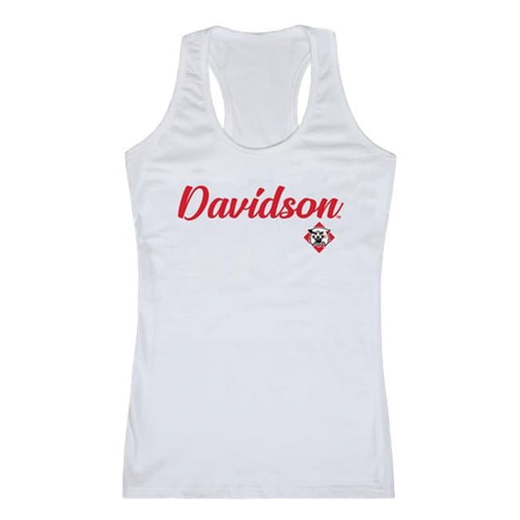 W Republic 557-288-WHT-03 Women Davidson College Wildcats Script Tank T-Shirt, White - Large