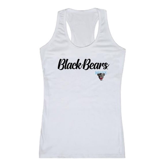 W Republic 557-334-WHT-04 Women Maine Black Bears Script Tank T-Shirt, White - Extra Large