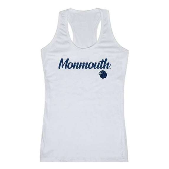 W Republic 557-345-WHT-03 Women Monmouth University Script Tank T-Shirt, White - Large