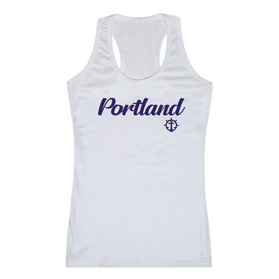 W Republic 557-363-WHT-05 University of Portland Script Tank Top for Women, White - 2XL