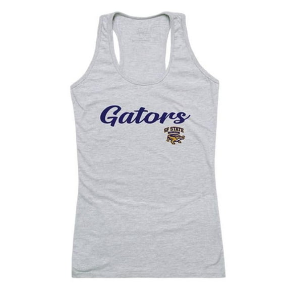 W Republic 557-376-HGY-04 San Francisco State University Script Tank Top for Women, Heather Grey - Extra Large