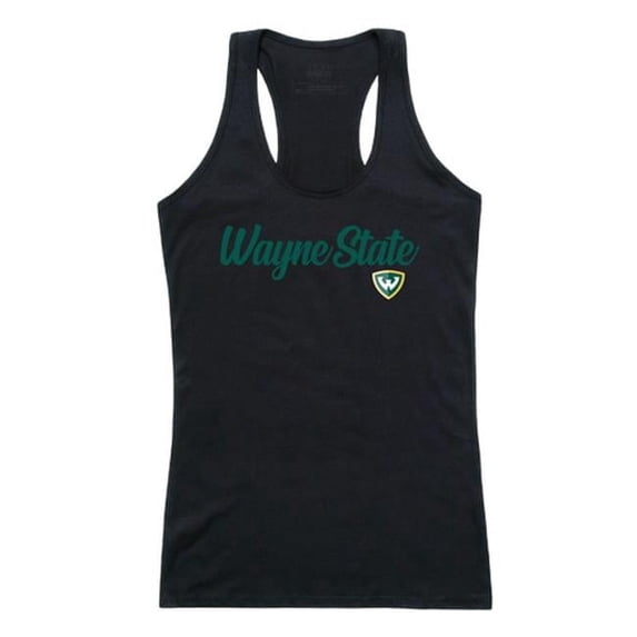 W Republic 557-400-BLK-03 Wayne State University Script Tank Top for Women, Black - Large