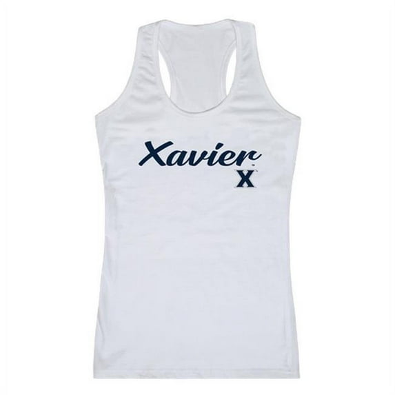 W Republic 557-417-WHT-01 Xavier University Script Tank Top for Women, White - Small