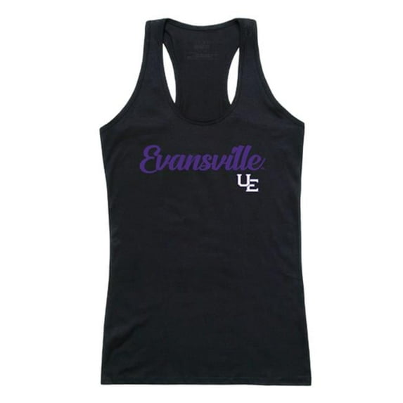 W Republic 557-424-BLK-03 University of Evansville Script Tank Top for Women, Black - Large