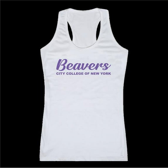 W Republic 557-633-WHT-04 City College of New York Beavers Script Tank Top, White - Extra Large