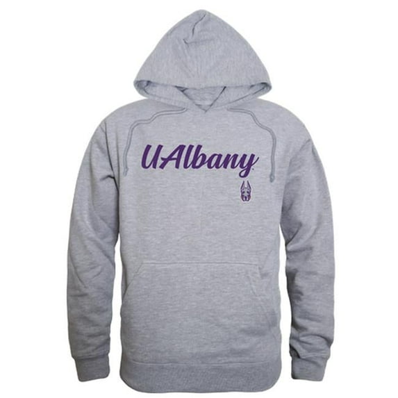 W Republic 558-103-HGY-04 University at Albany Script Hoodie, Heather Grey - Extra Large