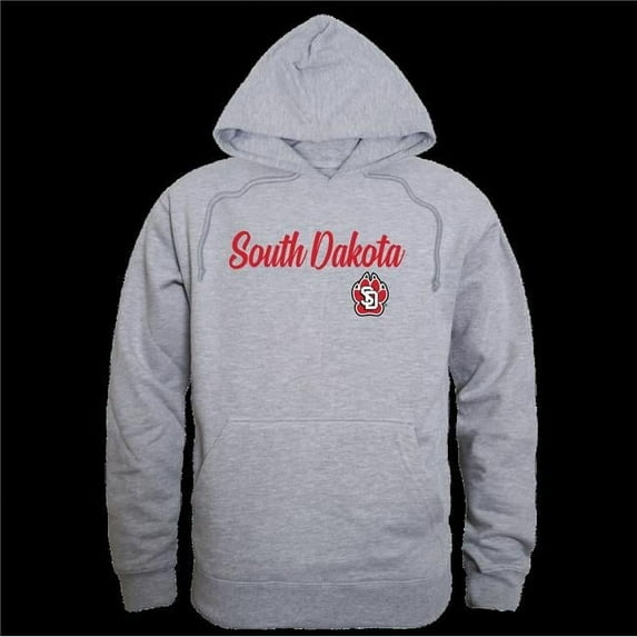 W Republic 558-148-HG2-04 University of South Dakota Coyotes Script Hoodie, Heather Grey - Extra Large