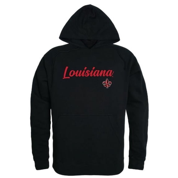 W Republic 558-189-BLK-02 Men Louisiana Lafayette Ragin Cajuns Script Hoodie, Black - Medium