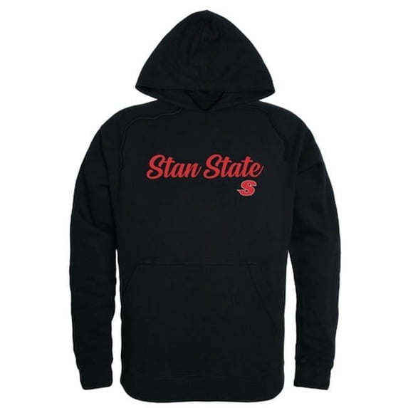 W Republic 558-208-BLK-05 California State University, Stanislaus Mens Script Hoodie - Black, 2XL