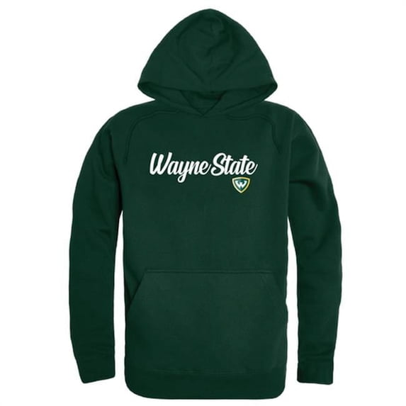 W Republic 558-400-FOR-04 Men Wayne State Warriors Script Hoodie, Forest Green - Extra Large