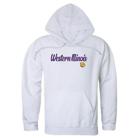 W Republic 558-405-WHT-05 Men Western Illinois Leathernecks Script Hoodie, White - 2XL