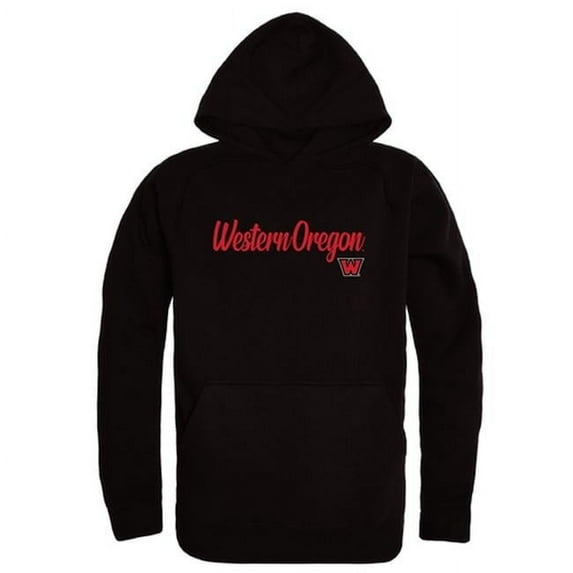W Republic 558-406-BLK-04 Men Western Oregon Wolves Script Hoodie, Black - Extra Large