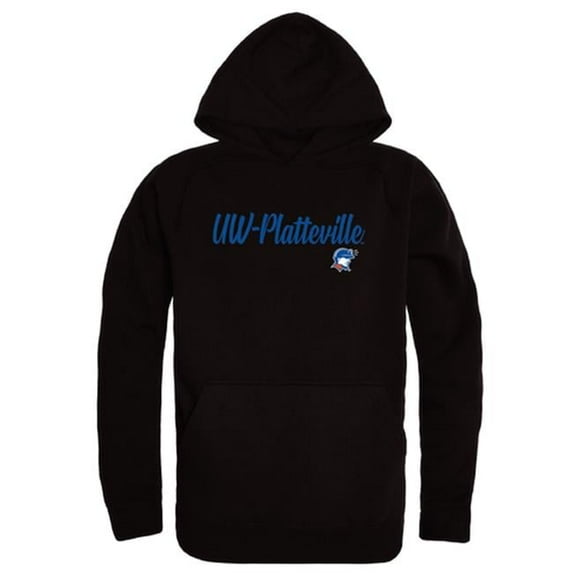 W Republic 558-410-BLK-02 Men Wisconsin Platteville Pioneers Script Hoodie, Black - Medium