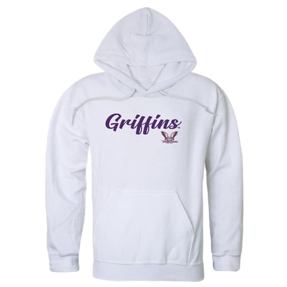 W Republic 558-421-WHT-02 Men Westminster Griffins Script Hoodie, White - Medium