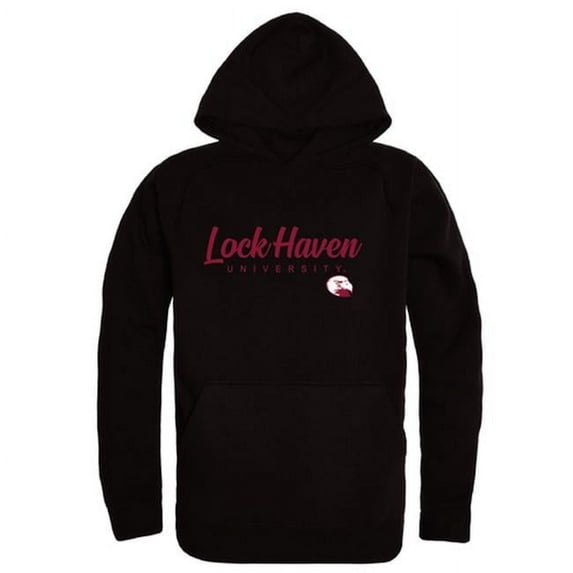 W Republic 558-533-BLK-03 Lock Haven University Bald Eagles Script Hoodie, Black - Large