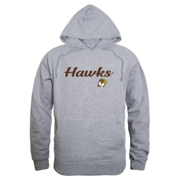 W Republic 558-667-HGY-03 Quincy University Hawks Script Hoodie, Heather Grey - Large