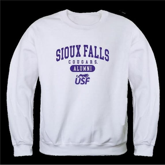 W Republic 560-380-WT2-02 University of Sioux Falls Cougars Alumni Fleece Pullover Crewneck Sweatshirt, White - Medium