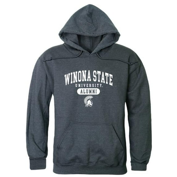 W Republic 561-408-HCH-03 Men Winona State Warriors Alumni Hoodie, Heather Charcoal - Large