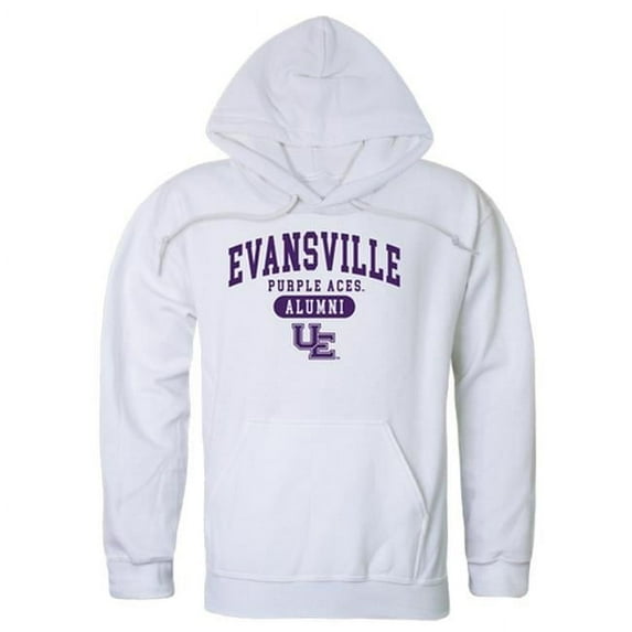 W Republic 561-424-WHT-03 Men University of Evansville Purple Aces Alumni Hoodie, White - Large