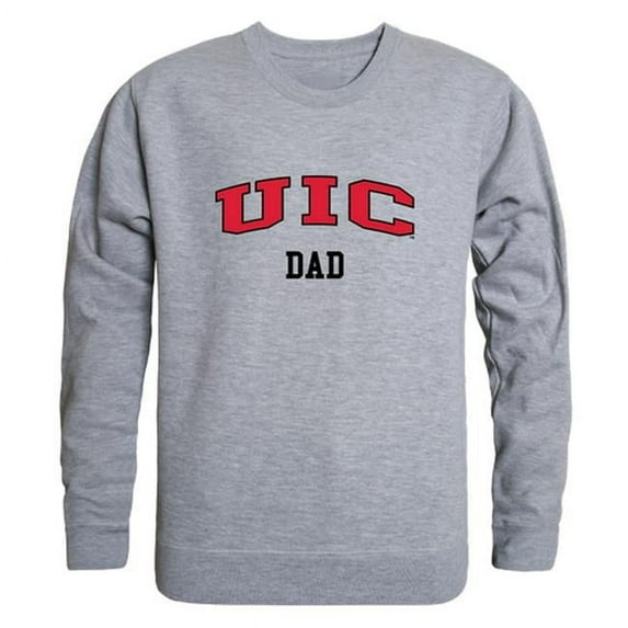 W Republic 562-180-HGY-03 Men Illinois-Chicago Flames Dad Crewneck Fleece, Heather Grey - Large