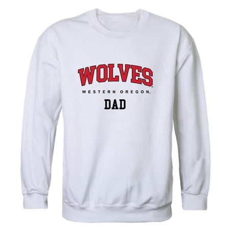 W Republic 562-406-WHT-01 Men Western Oregon Wolves Dad Crewneck Fleece, White - Small