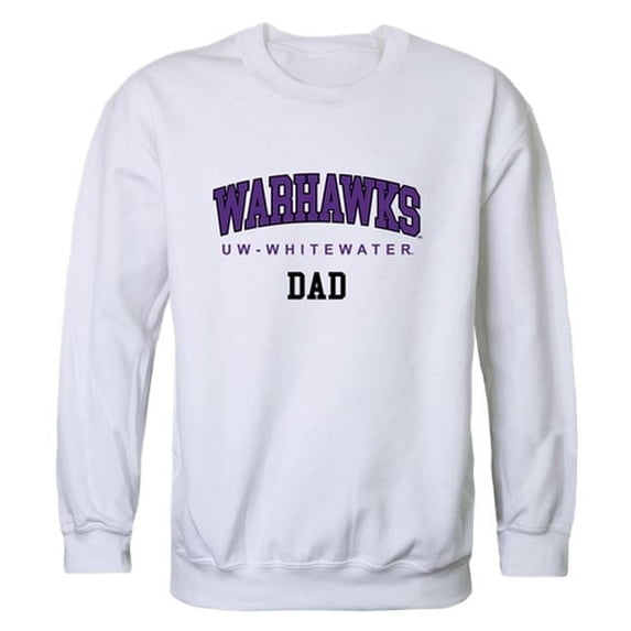 W Republic 562-414-WHT-05 Men Wisconsin Whitewater Warhawks Dad Crewneck Fleece, White - 2XL