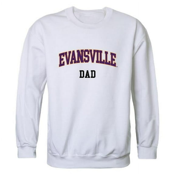 W Republic 562-424-WHT-02 Men University of Evansville Purple Aces Dad Crewneck Fleece, White - Medium