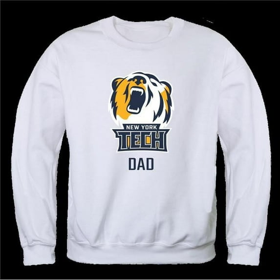 W Republic 562-556-WHT-01 York Institute of Technology Bears Dad Crewneck Sweatshirt, White - Small