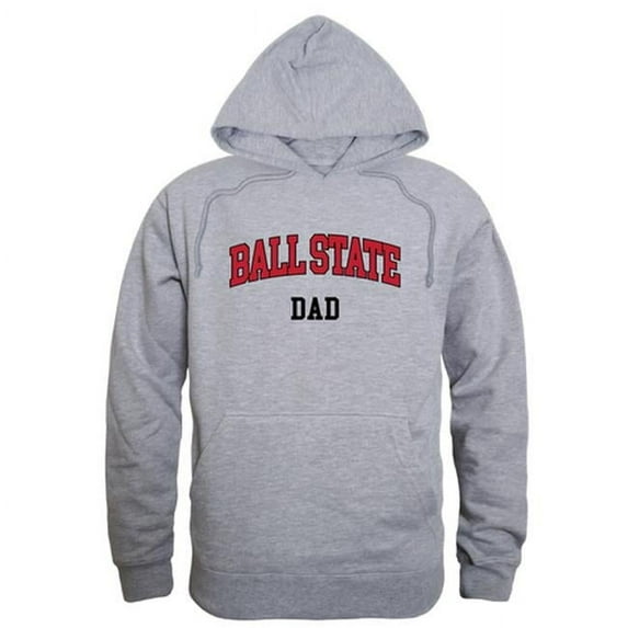 W Republic 563-264-HGY-03 Men Ball State Cardinals Dad Hoodie, Heather Grey - Large
