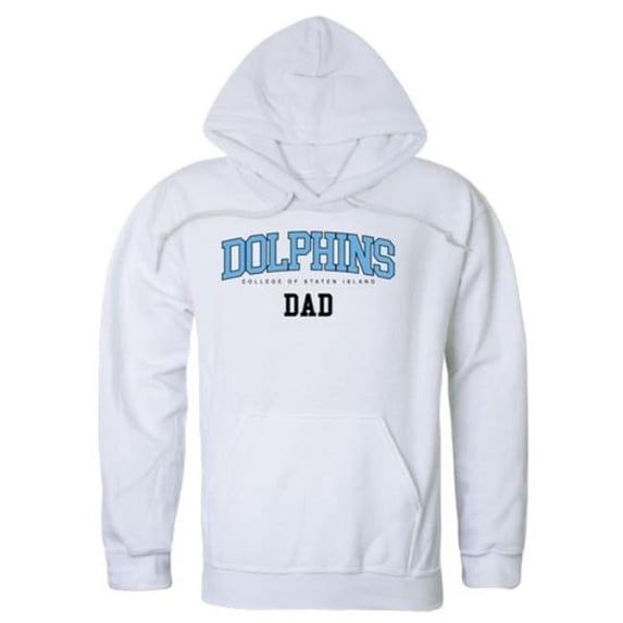 W Republic 563-676-WHT-03 College of Staten Island Dolphins Dad Hoodie, White - Large