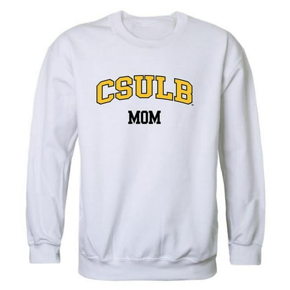 W Republic 564-109-WHT-02 Women Cal State Long Beach 49Ers Mom Crewneck Fleece, White - Medium