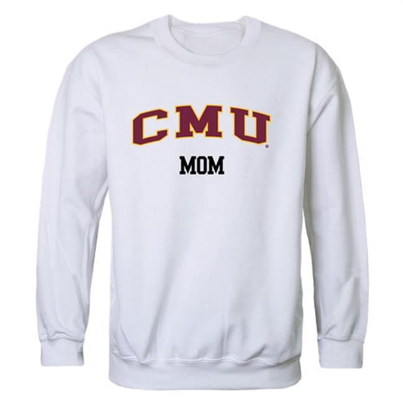 W Republic 564-114-WHT-02 Women Central Michigan Chippewas Mom Crewneck Fleece, White - Medium