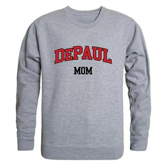 W Republic 564-121-HGY-03 Women Depaul Blue Demons Mom Crewneck Fleece, Heather Grey - Large