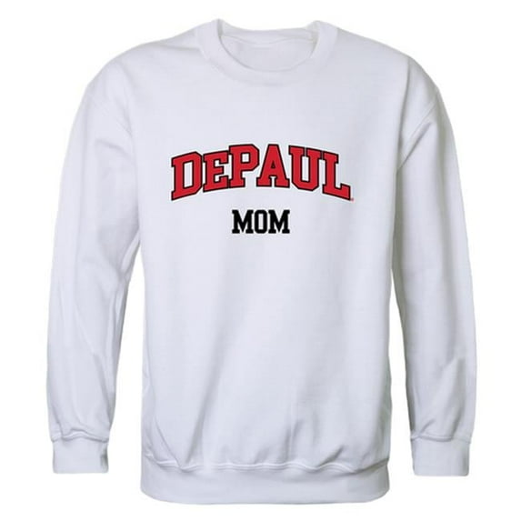 W Republic 564-121-WHT-01 Women Depaul Blue Demons Mom Crewneck Fleece, White - Small