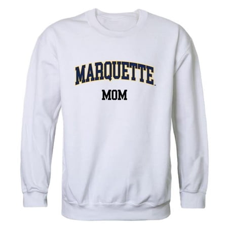 W Republic 564-130-WHT-02 Women Marquette Golden Eagles Mom Crewneck Fleece, White - Medium