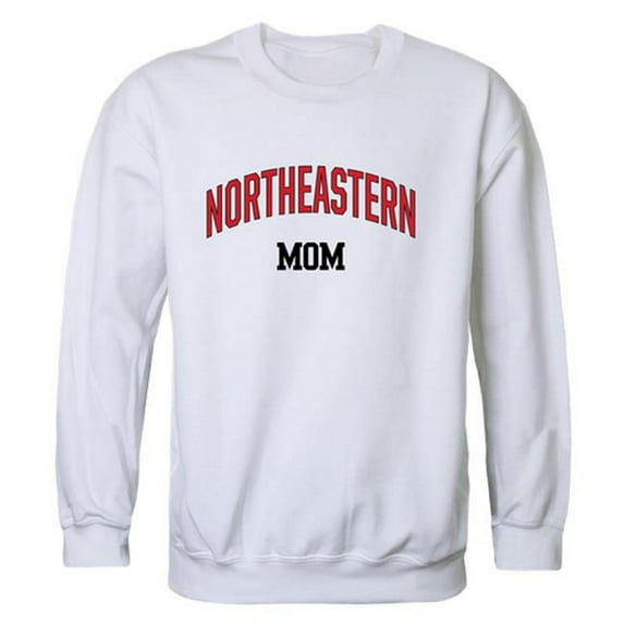 W Republic 564-226-WHT-04 Women Northeastern Huskies Mom Crewneck Fleece, White - Extra Large