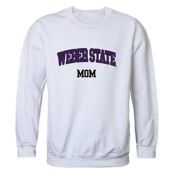 W Republic 564-251-WHT-04 Women Weber State Wildcats Mom Crewneck Fleece, White - Extra Large