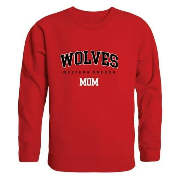 W Republic 564-406-RED-02 Women Western Oregon Wolves Mom Crewneck Fleece, Red - Medium