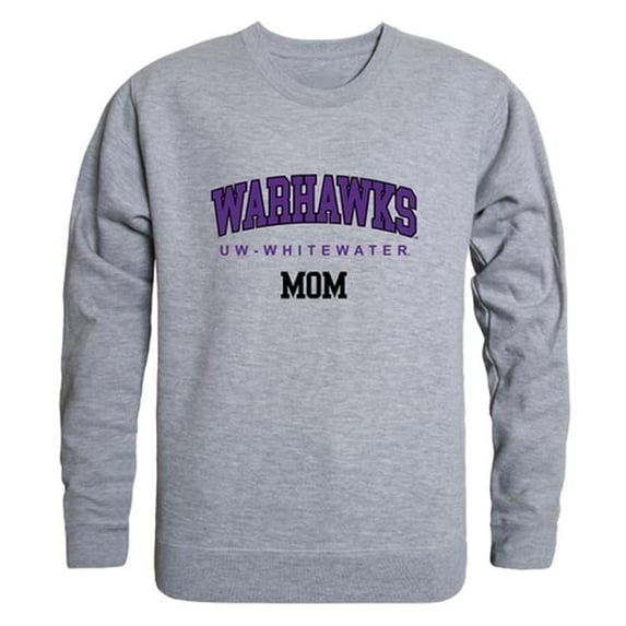 W Republic 564-414-HGY-05 Women Wisconsin Whitewater Warhawks Mom Crewneck Fleece, Heather Grey - 2XL