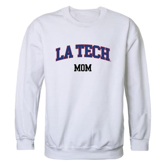 W Republic 564-419-WHT-05 Women Louisiana Tech Bulldogs Mom Crewneck Fleece, White - 2XL