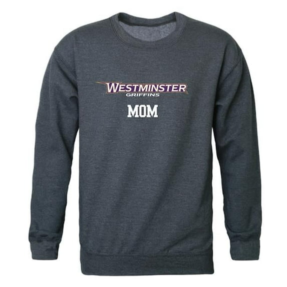 W Republic 564-421-HCH-03 Women Westminster Griffins Mom Crewneck Fleece, Heather Charcoal - Large