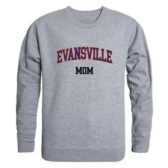 W Republic 564-424-HGY-01 Women University of Evansville Purple Aces Mom Crewneck Fleece, Heather Grey - Small