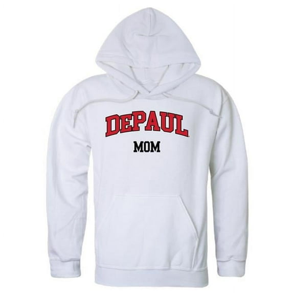 W Republic 565-121-WHT-01 Women Depaul Blue Demons Mom Hoodie, White - Small