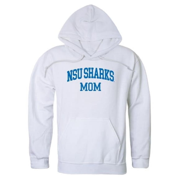 W Republic 565-358-WHT-02 Women Nova Southeastern Sharks Mom Hoodie, White - Medium
