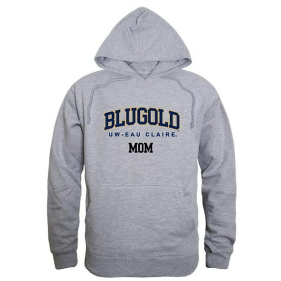 W Republic 565-409-HGY-01 Women Wisconsin Eau Claire Blugolds Mom Hoodie, Heather Grey - Small