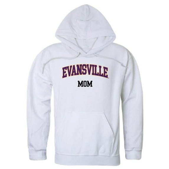 W Republic 565-424-WHT-05 Women University of Evansville Purple Aces Mom Hoodie, White - 2XL