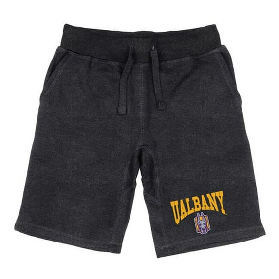 W Republic 567-103-HCH-03 University at Albany, Suny Mens Premium Shorts - Heather Charcoal, Large