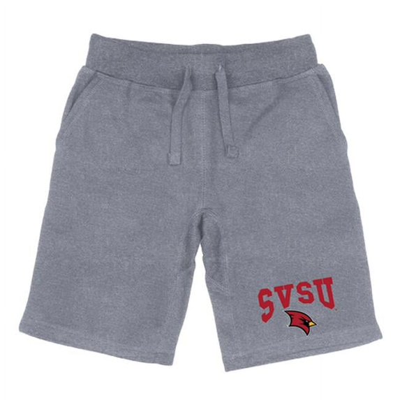 W Republic 567-373-HGY-01 Men Saginaw Valley State Cardinals Premium Shorts, Heather Grey - Small