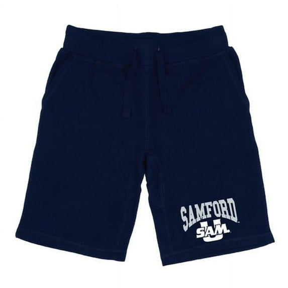 W Republic 567-375-NVY-02 Men Samford University Bulldogs Premium Shorts, Navy - Medium