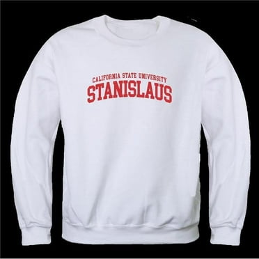 W Republic 568-208-WHT-04 California State University, Stanislaus Warriors Seal Crewneck Sweatshirt, White - Extra Large